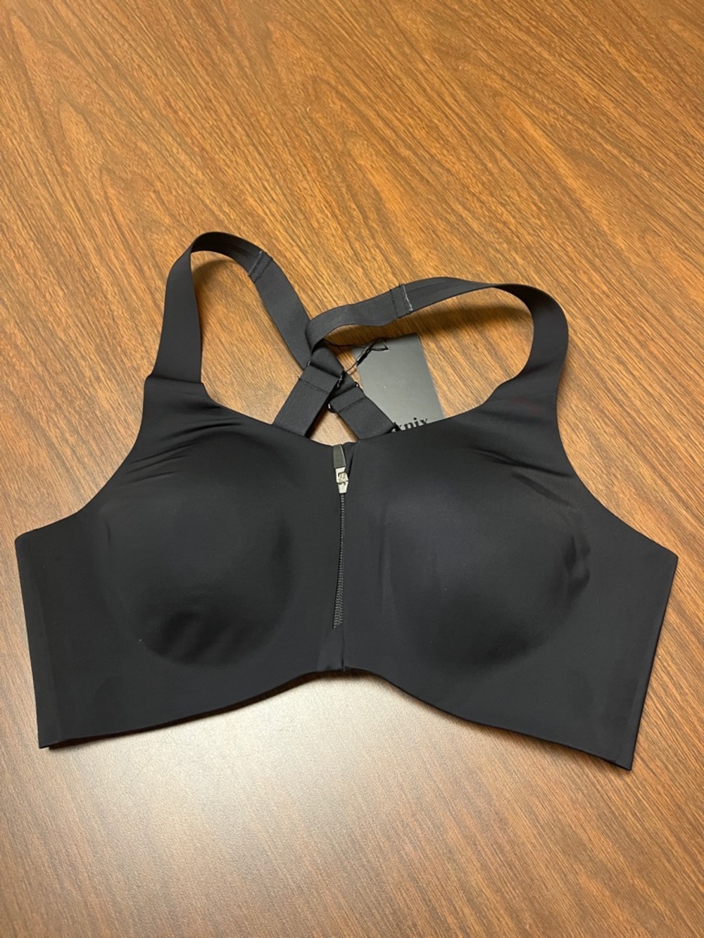 Knix Catalyst Front-Zip Black Sports Bra, size 7 (36DD), new with tags
